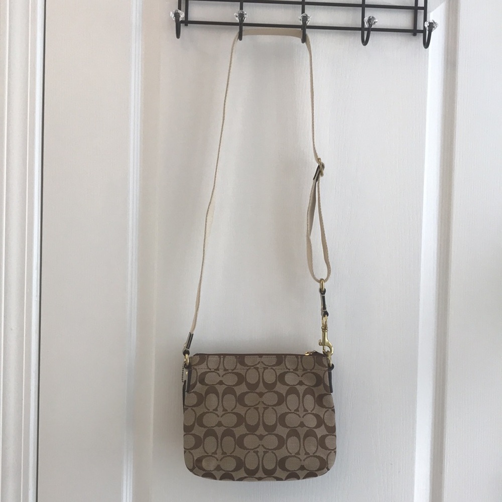 Coach Brown / Tan Signature Crossbody Bag - Picture 7 of 13